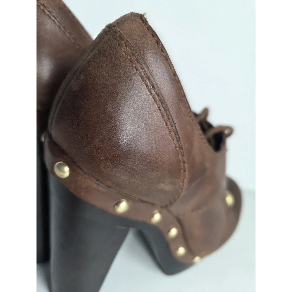 Vince Camuto Canasta Women's Leather Clogs Platform Brown Shoes Heels Sz‎ 6